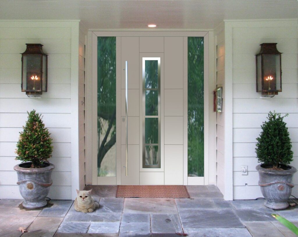 Входные двери для загородного дома с стеклянными вставками